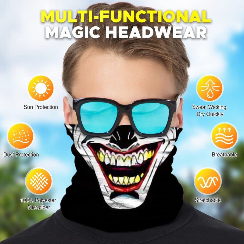 JOEYOUNG Headwear, Bandana Neck Gaiter Face Cover Mask Scarf Balaclava pack of 9 - Image 2